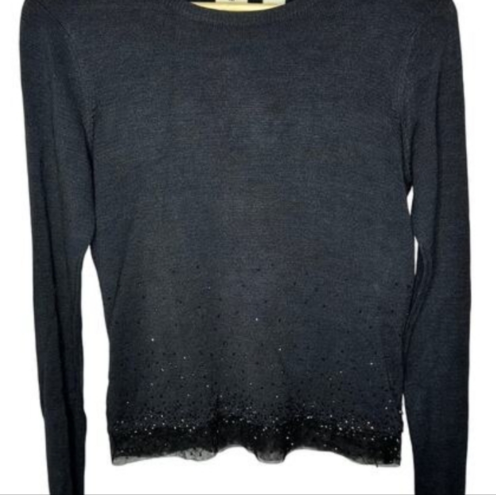 Rare Vintage Todd Oldham Elegant Black Sweater with Beaded Details Sz L